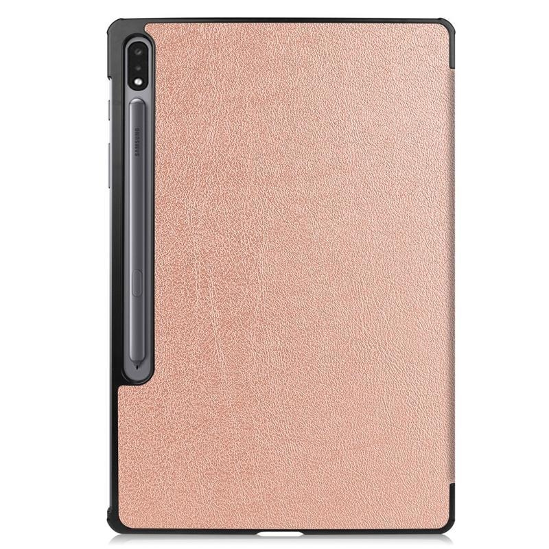 Állítható PU bőr táblagép tok Samsung Galaxy Tab S7 Plus - rózsaarany