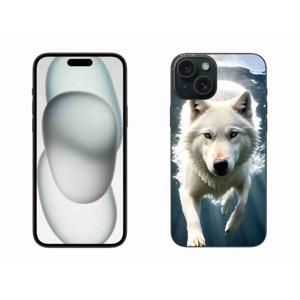 Gél védőburkolat mmCase iPhone 15 Plus készülékhez - fehér farkas