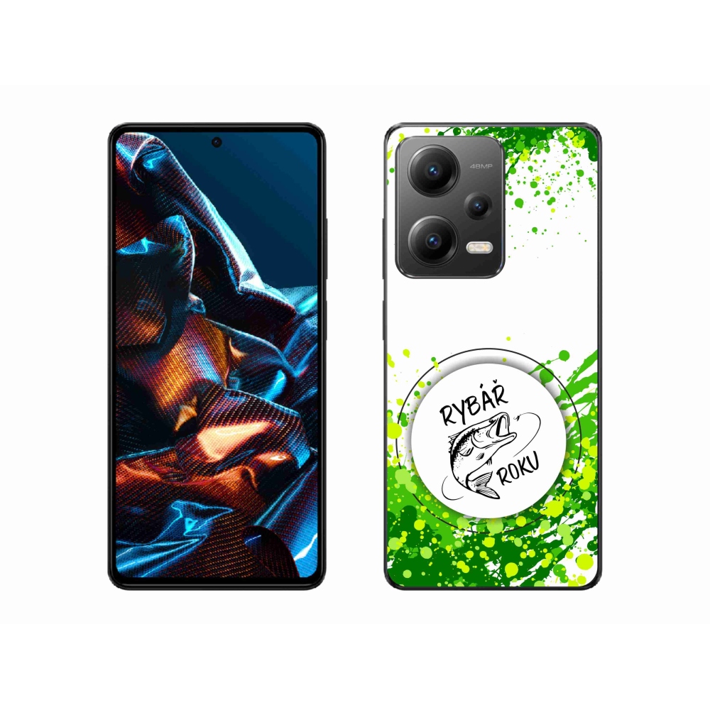 Gél borító mmCase a Xiaomi Redmi Note 12 Pro 5G-hez - az év halászának fehér háttere