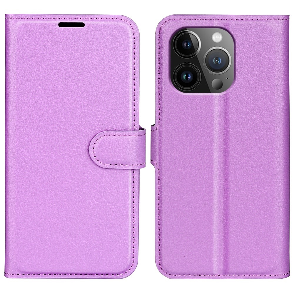 Litchi könyvtáska iPhone 15 Pro Max készülékhez - lila