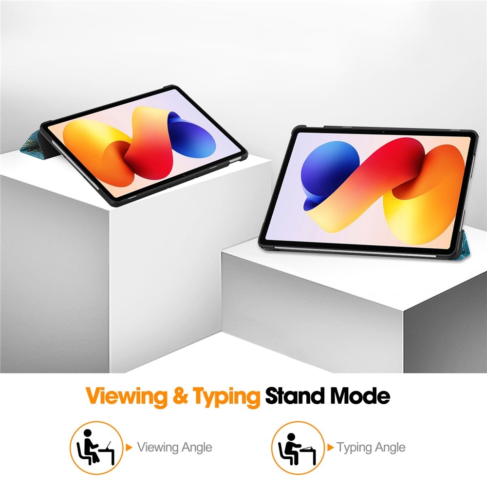 Nyomtatás intelligens záró tok a Xiaomi Redmi Pad 2 Pro számára - fehér virágok