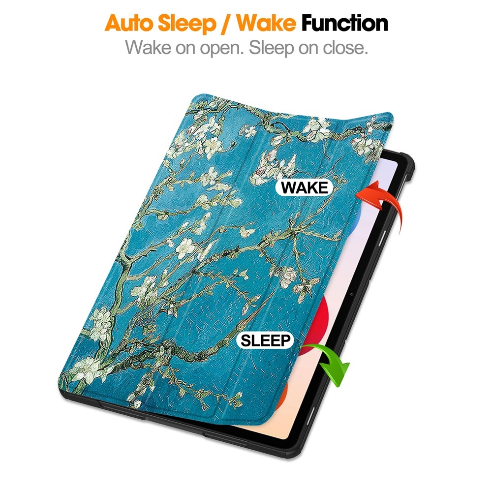 Nyomtatás intelligens záró tok a Xiaomi Redmi Pad 2 Pro számára - fehér virágok