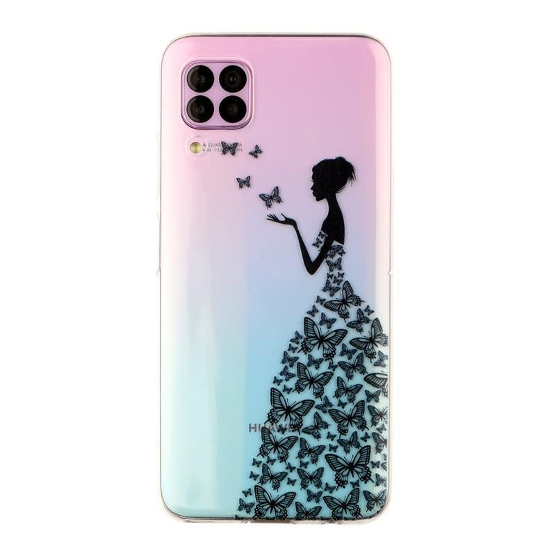 Gél tok nyomtatás a mobil Huawei P40 Lite - lány és pillangókhoz