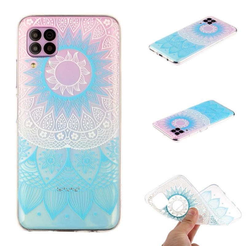 Gél tok nyomtatás a Huawei P40 Lite mobilhoz - kék virág