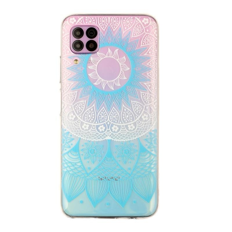 Gél tok nyomtatás a Huawei P40 Lite mobilhoz - kék virág