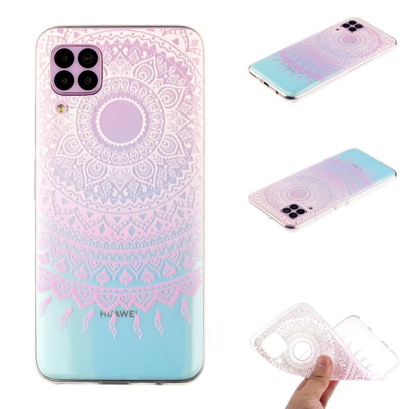 Gél tok nyomtatás a Huawei P40 Lite mobilhoz - rózsaszín virág