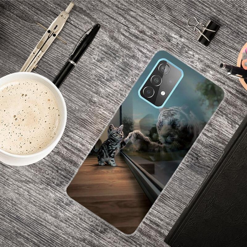 Gél tok nyomtatás Samsung Galaxy A53 5G - macska és tigris tükörkép