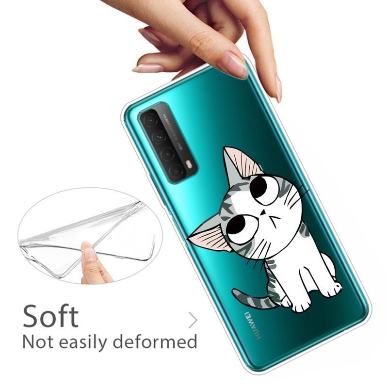Gél tok nyomtatás a Huawei P Smart 2021 készülékhez - fehér macska