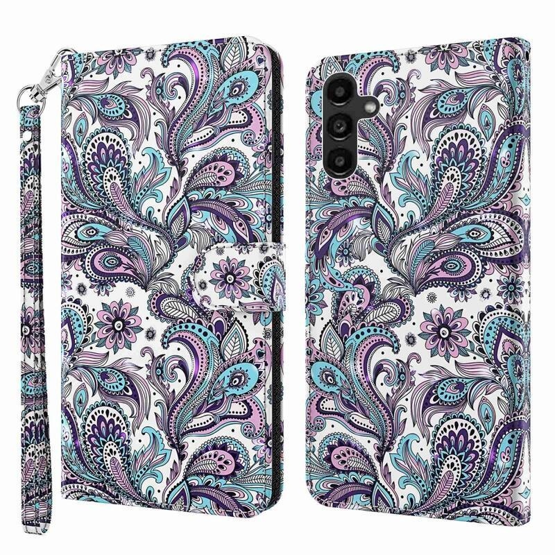 Nyomtatott könyv tok Samsung Galaxy A14 4G/5G készülékhez - kasmír minta