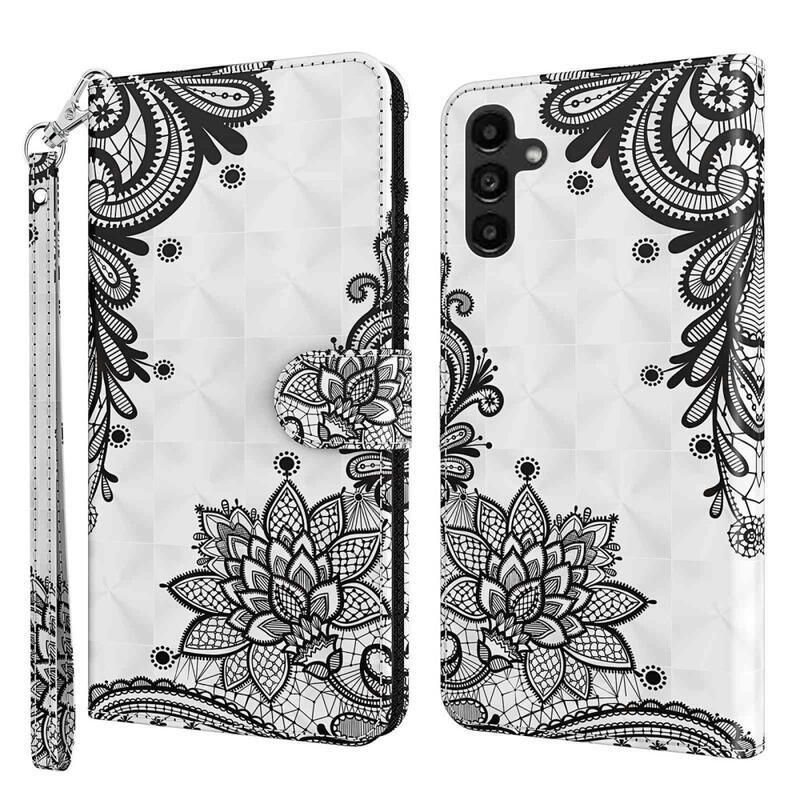 Nyomtatott könyv tok Samsung Galaxy A14 4G/5G készülékhez - csipke virág