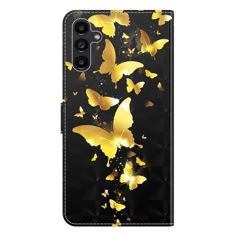 Nyomtatott könyv tok Samsung Galaxy A14 4G/5G - arany pillangókhoz