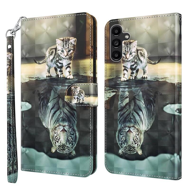 Nyomtatott könyv tok Samsung Galaxy A54 5G - macska és tigris tükörkép