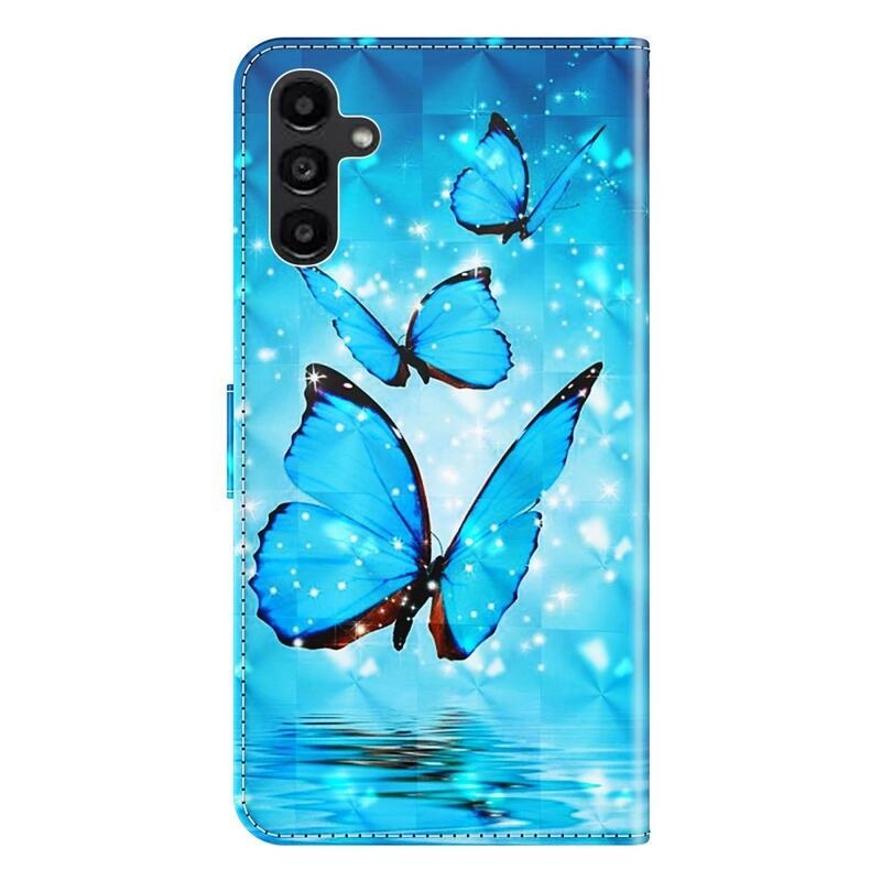 Nyomtatott könyv tok Samsung Galaxy A54 5G - kék pillangókhoz