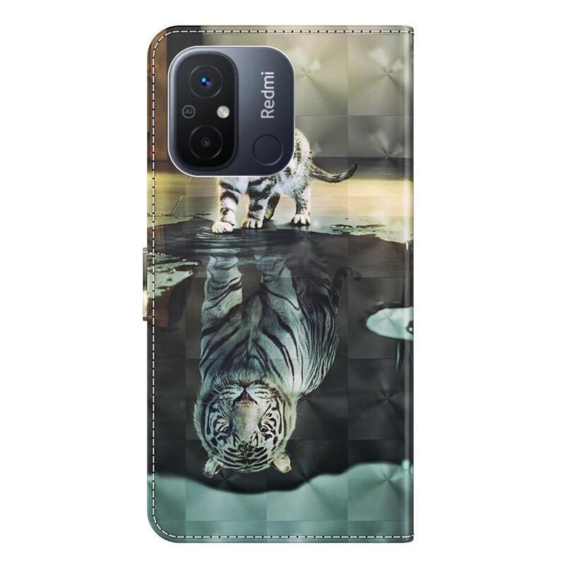 Nyomtatott könyv tok Xiaomi Redmi 12C-hez - macska és tigris tükörkép