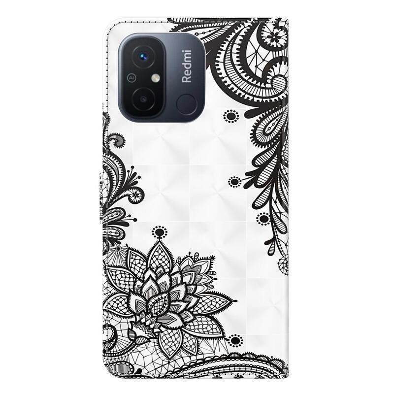 Nyomtatott könyv tok Xiaomi Redmi 12C - csipkés virág