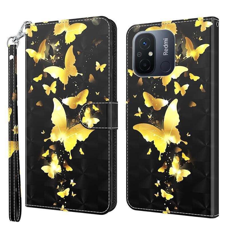Nyomtatott könyv tok Xiaomi Redmi 12C - arany pillangókhoz