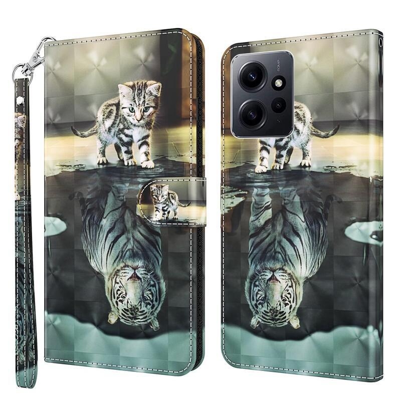 Nyomtatott könyv tok Xiaomi Redmi Note 12 4G - macska és tigris tükörkép