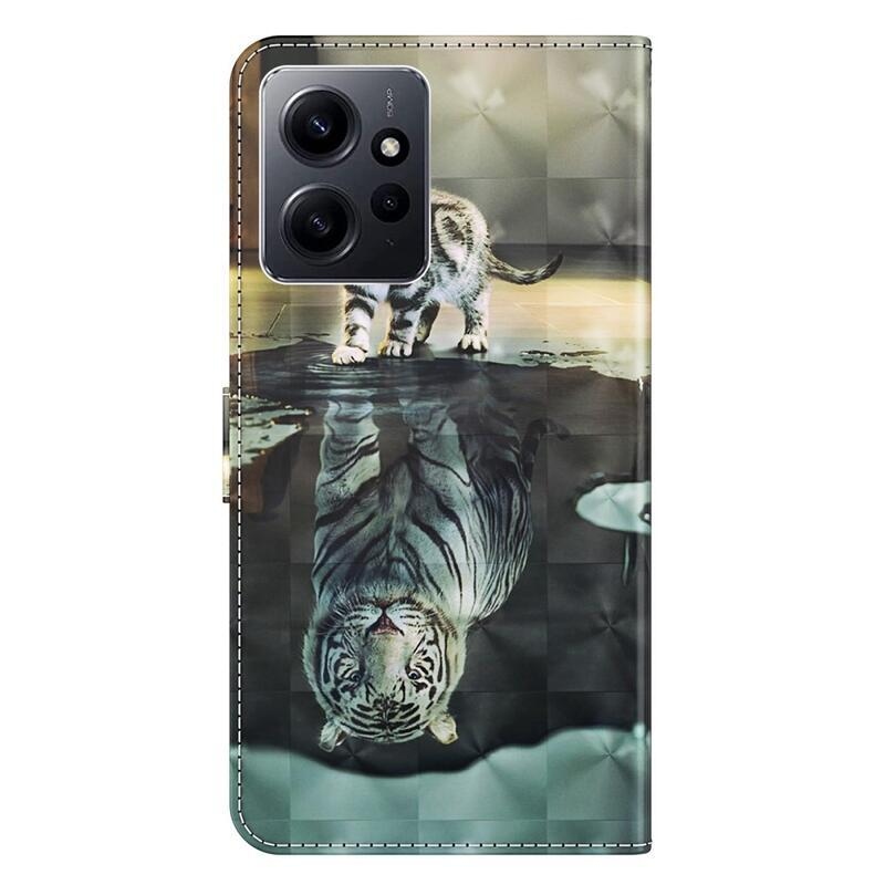 Nyomtatott könyv tok Xiaomi Redmi Note 12 4G - macska és tigris tükörkép