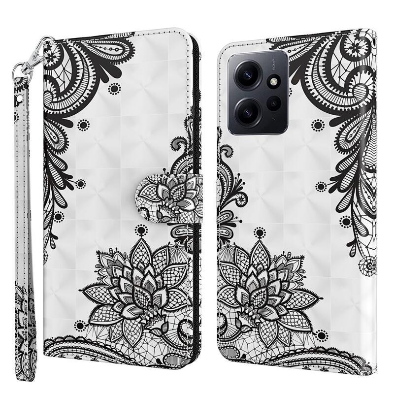 Nyomtatott könyv tok Xiaomi Redmi Note 12 4G - csipkés virág