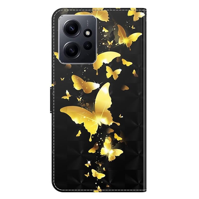 Nyomtatott könyv tok Xiaomi Redmi Note 12 4G - arany pillangókhoz