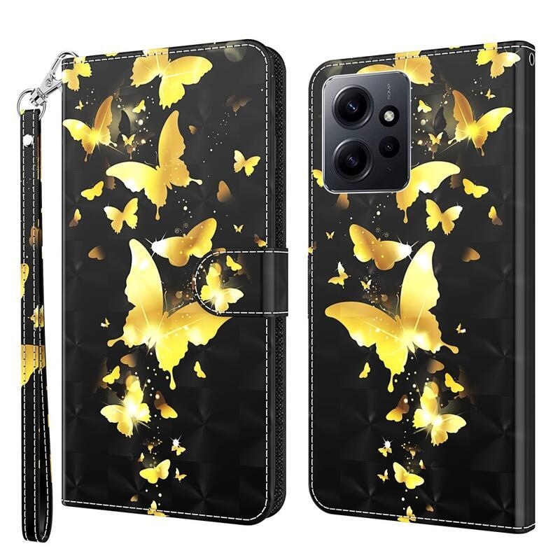 Nyomtatott könyv tok Xiaomi Redmi Note 12 4G - arany pillangókhoz