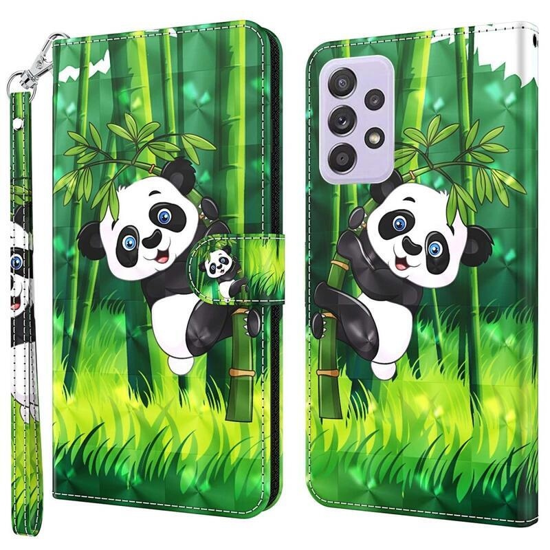 Nyomtatott pénztárca tok Samsung Galaxy A23 4G/5G készülékhez - panda bambuszon