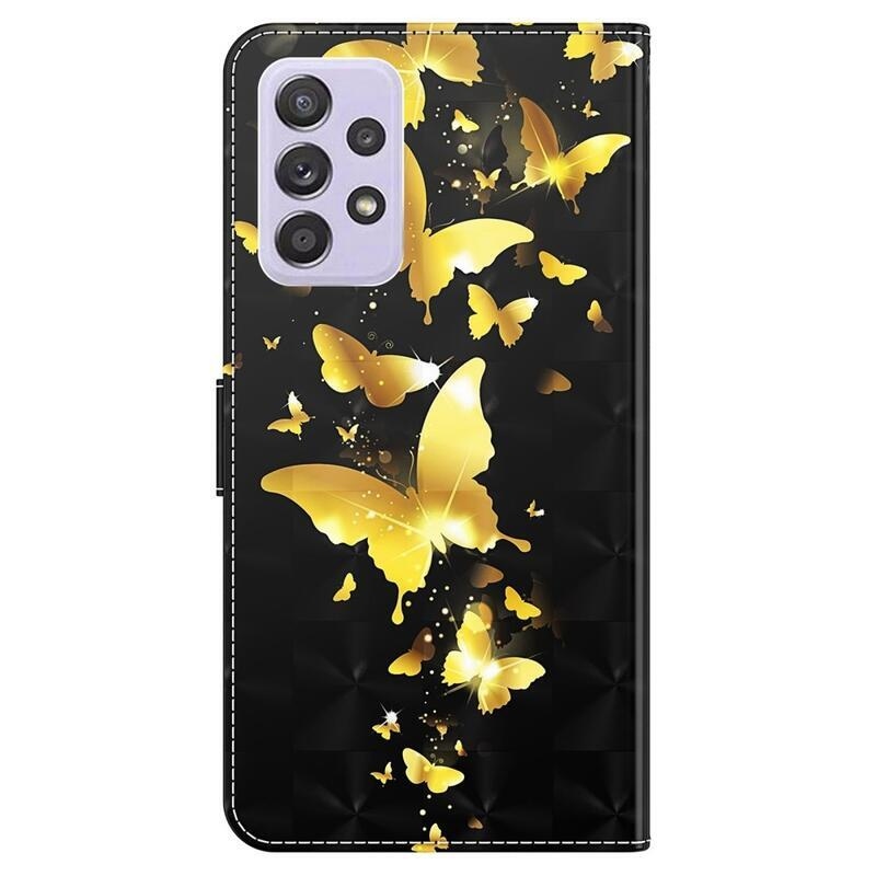 Nyomtatott pénztárca tok Samsung Galaxy A23 4G/5G - arany pillangókhoz