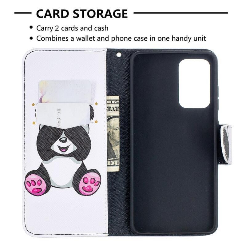 Nyomtatott pénztárca tok Samsung Galaxy A52 5G/4G/A52s 5G - aranyos panda