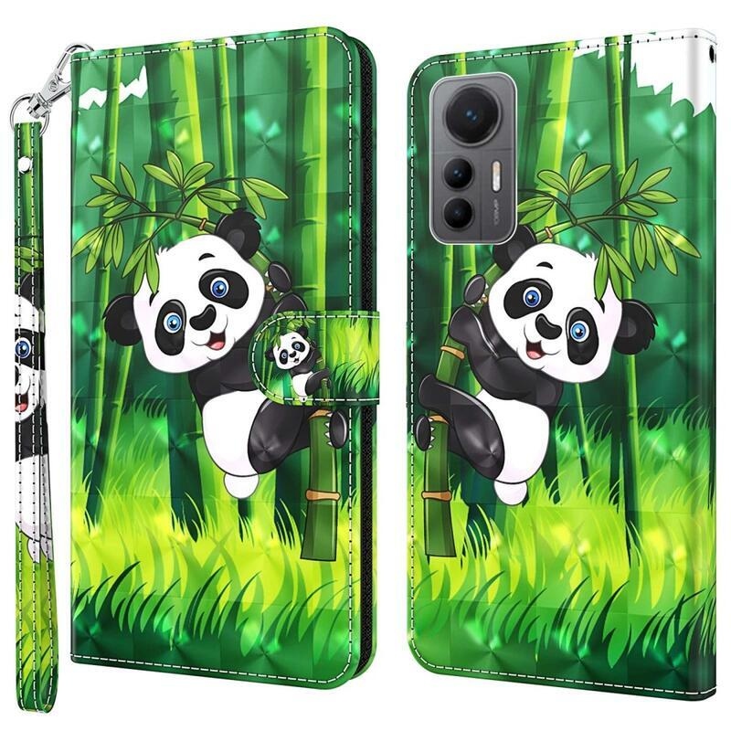 Nyomtatott pénztárca tok Xiaomi 12 Lite-hoz - panda bambuszon