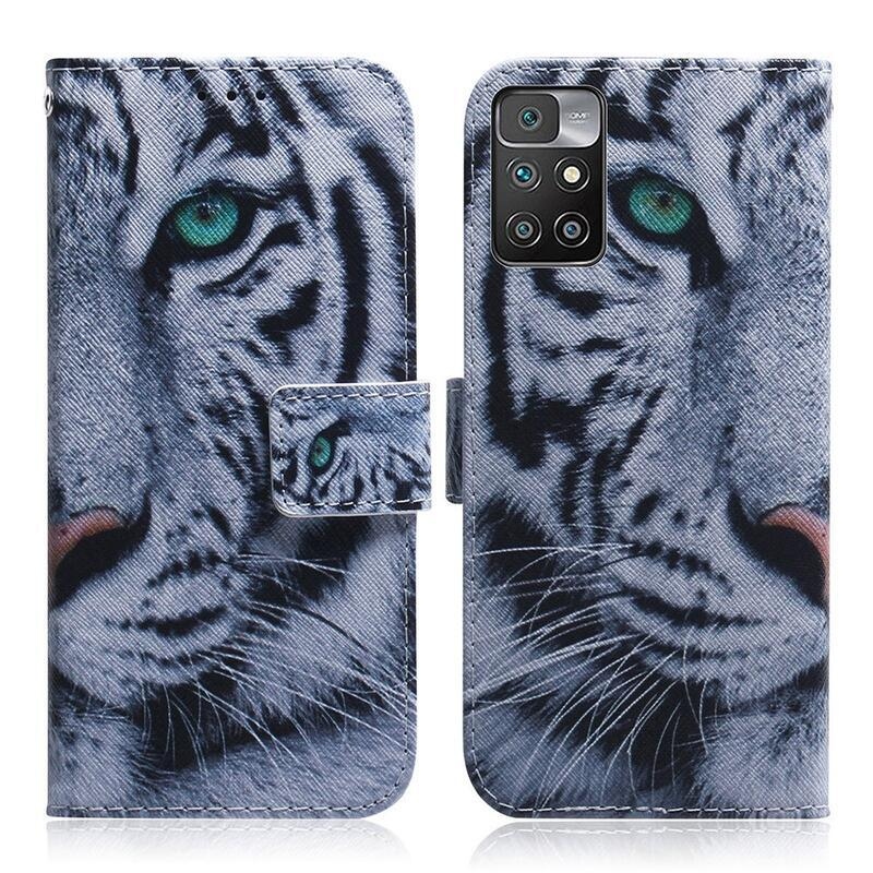 Nyomtatott pénztárca tok Xiaomi Redmi 10/Redmi 10 (2022) - fehér tigris