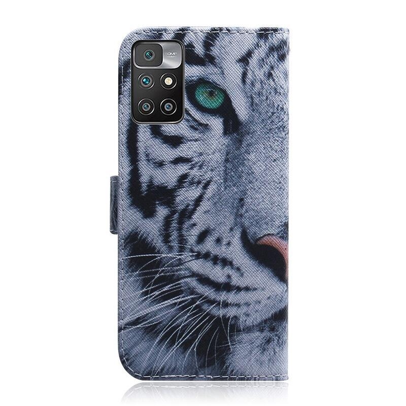 Nyomtatott pénztárca tok Xiaomi Redmi 10/Redmi 10 (2022) - fehér tigris