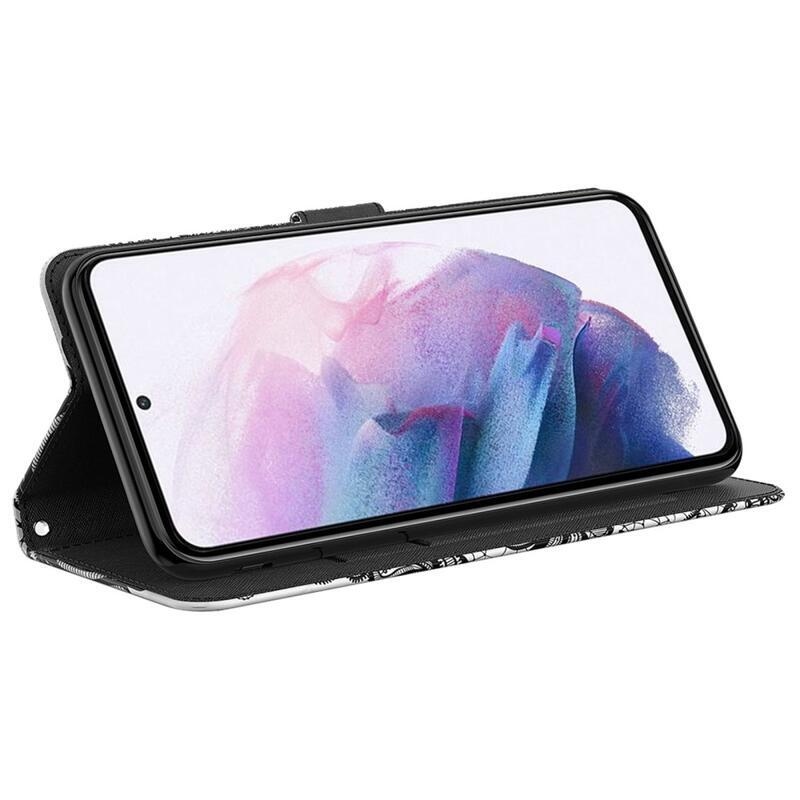 Nyomtatott pénztárca tok Samsung Galaxy M13-hoz - csipke virág