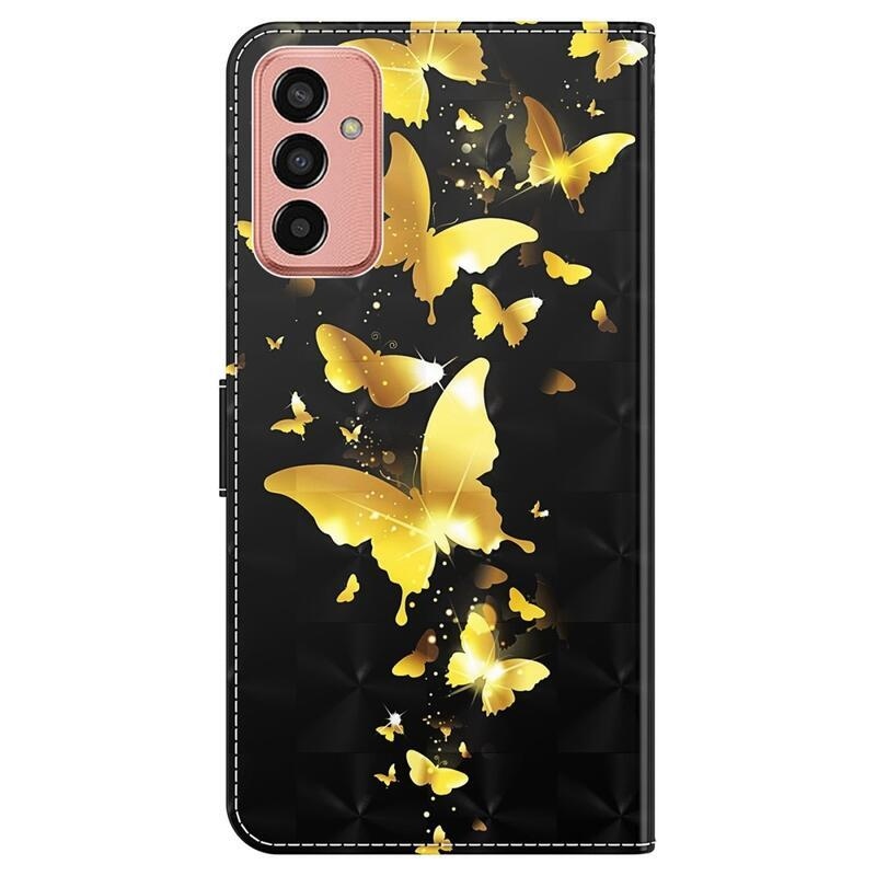 Nyomtatott pénztárca tok Samsung Galaxy M13-hoz - arany pillangók