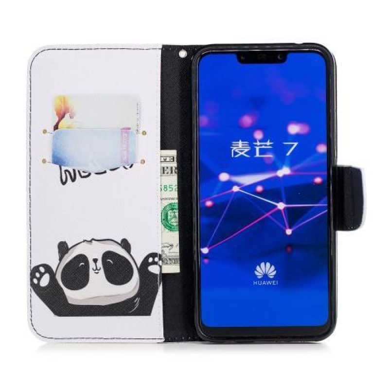 Nyomtatás PU bőr pénztárca tok Huawei Mate 20 Lite - hello panda
