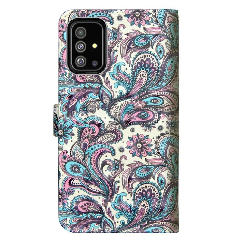 Nyomtatott PU bőr pénztárca tok Samsung Galaxy A51 - kasmír minta