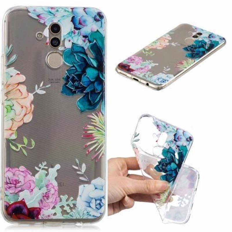 Nyomtatott szilikon tok a Huawei Mate 20 Lite mobiltelefonhoz - virágos nyomtatás