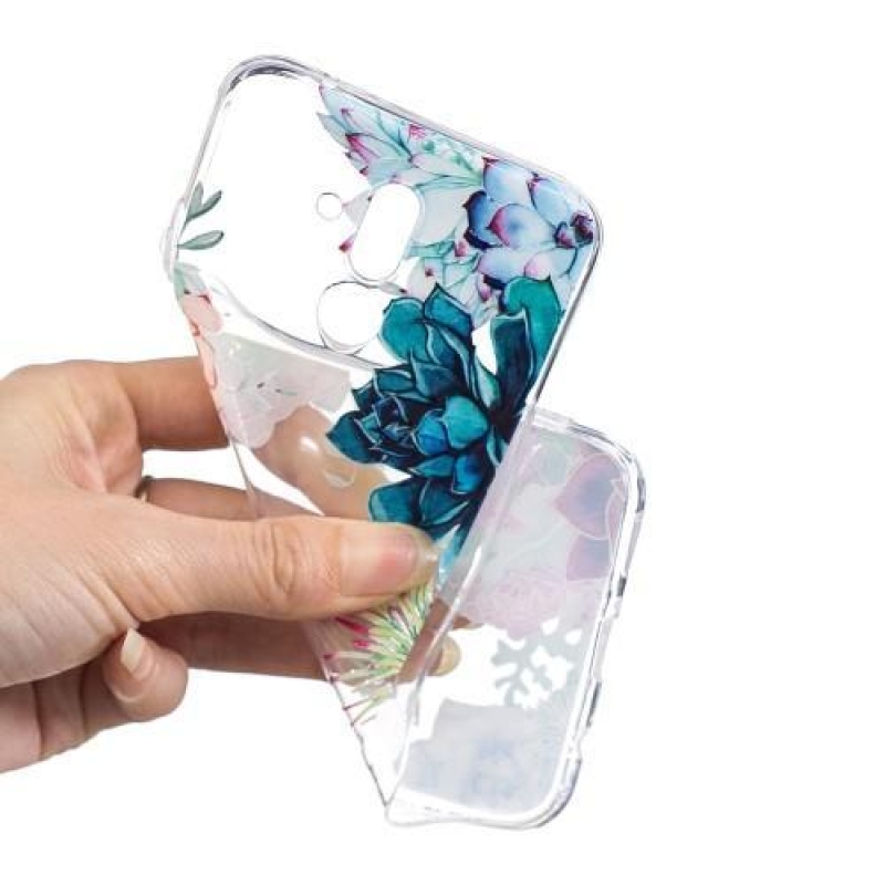 Nyomtatott szilikon tok a Huawei Mate 20 Lite mobiltelefonhoz - virágos nyomtatás