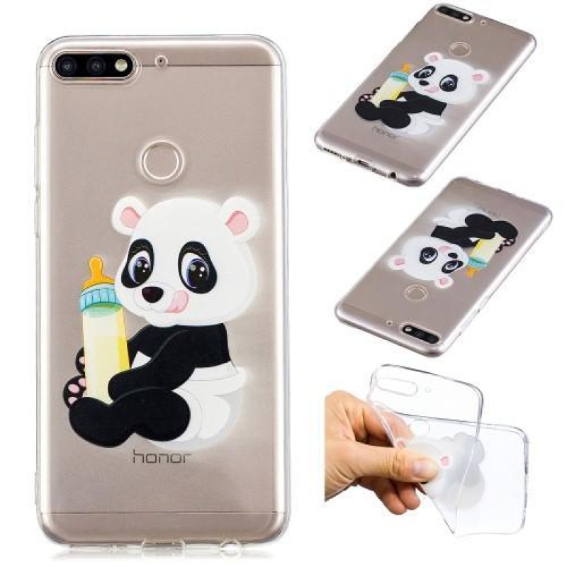 Nyomtatott szilikon tok Honor 7C és Huawei Y7 Prime (2018) - panda üveggel