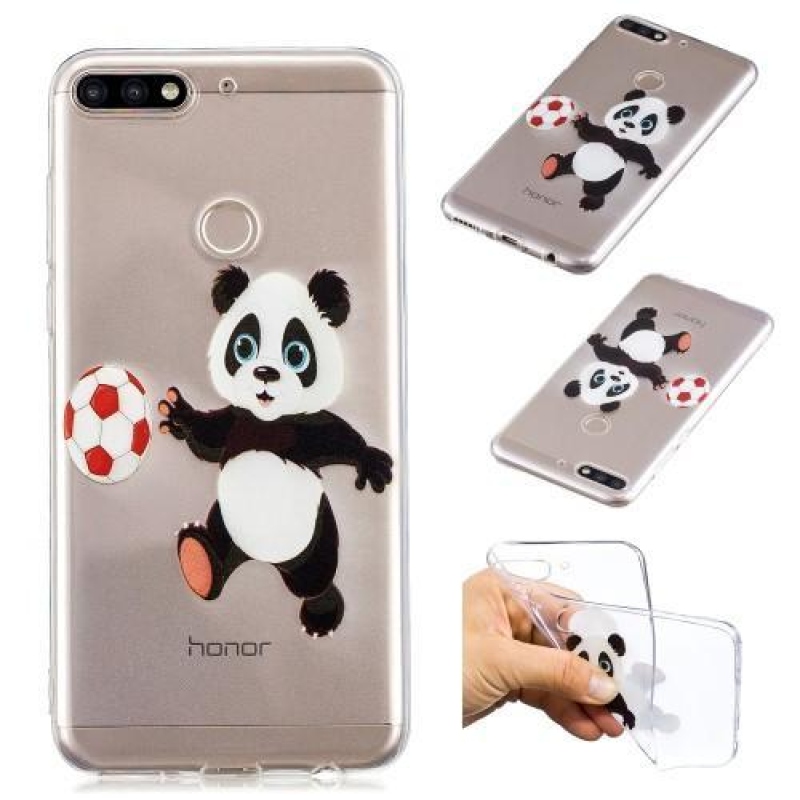 Nyomtatott szilikon tok Honor 7C és Huawei Y7 Prime (2018) - panda labdával