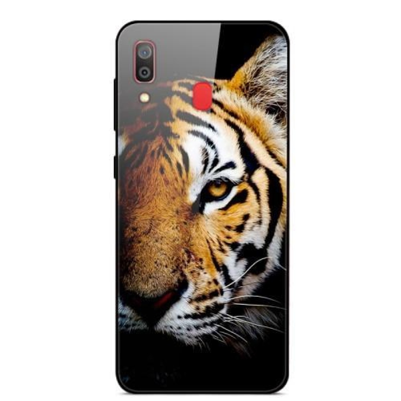 Nyomtató zselés tok üveg hátlappal Samsung Galaxy A30 / A20 készülékhez - tigris