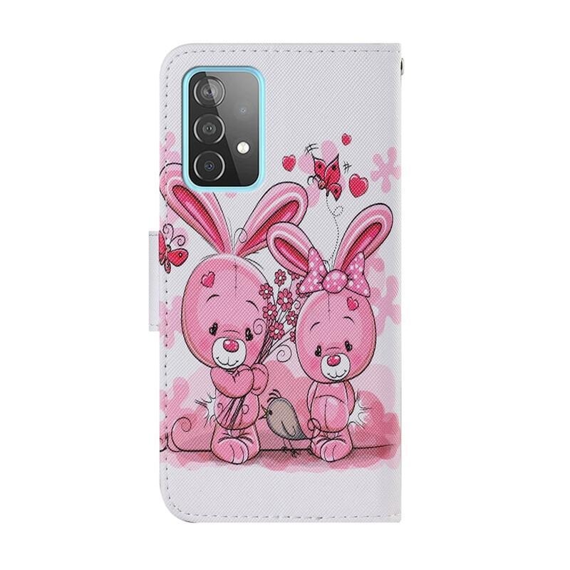 Printy pénztárca tok Samsung Galaxy A52 5G/4G/A52s 5G - rózsaszín nyulakhoz