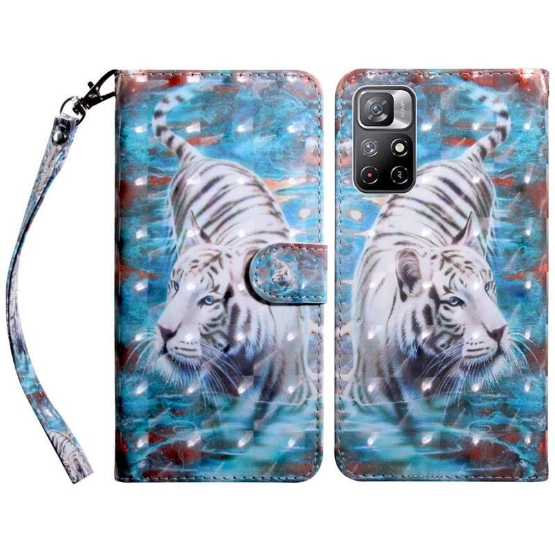 Printy pénztárca tok Xiaomi Poco M4 Pro 5G/Redmi Note 11S 5G - fehér tigrishez