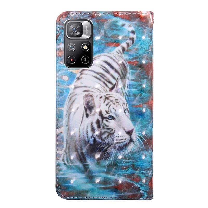 Printy pénztárca tok Xiaomi Poco M4 Pro 5G/Redmi Note 11S 5G - fehér tigrishez