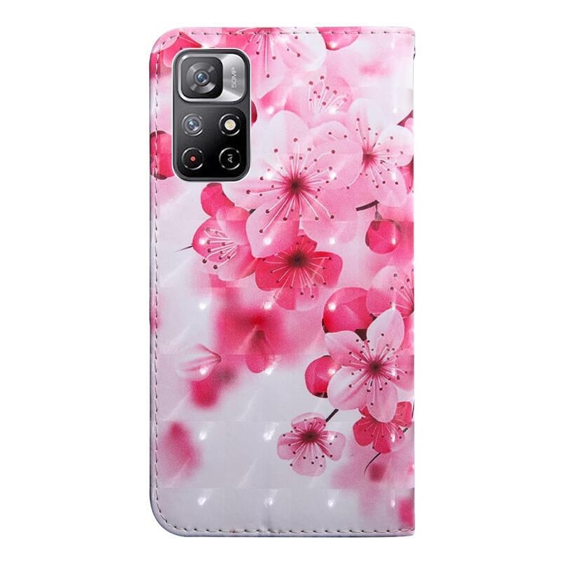 Printy pénztárca tok Xiaomi Poco M4 Pro 5G/Redmi Note 11S 5G - rózsaszín virágokhoz