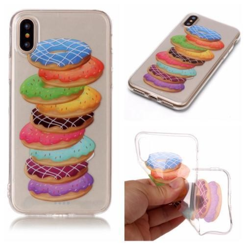 Printy átlátszó zselés tok iPhone X készülékhez - fánk - átlátszó