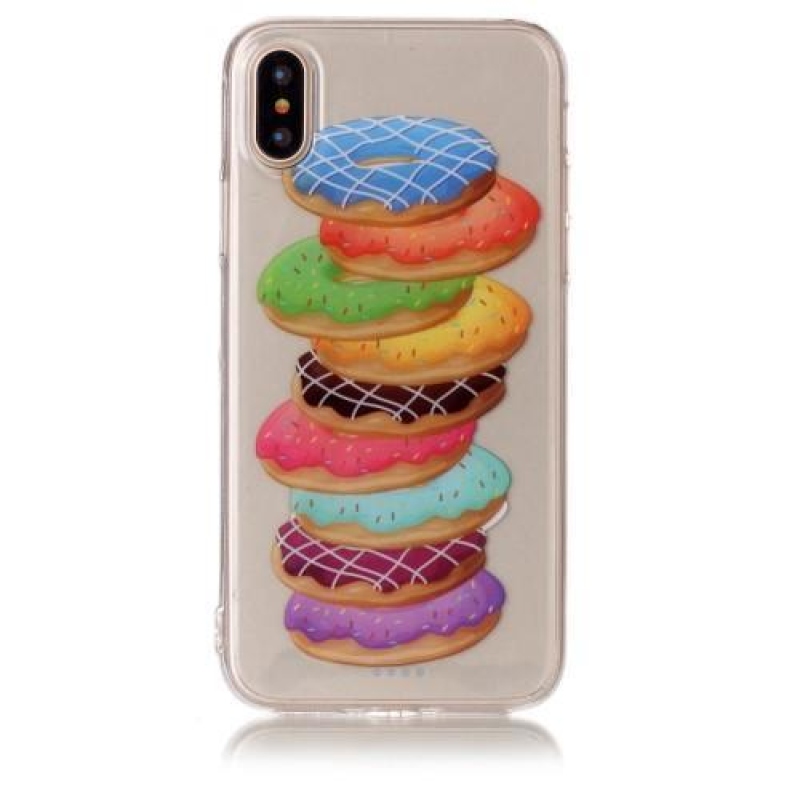 Printy átlátszó zselés tok iPhone X készülékhez - fánk - átlátszó