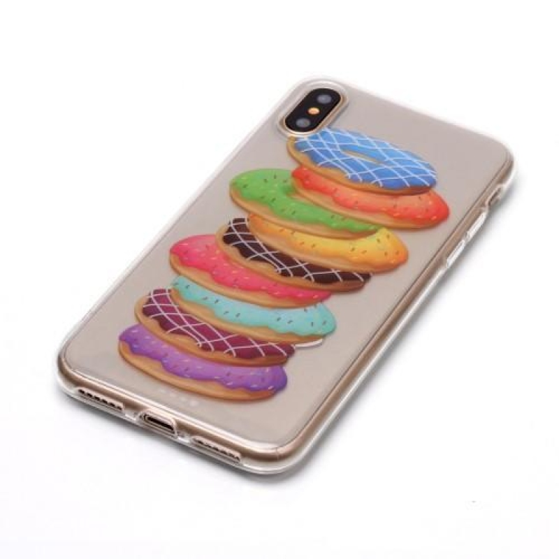 Printy átlátszó zselés tok iPhone X készülékhez - fánk - átlátszó
