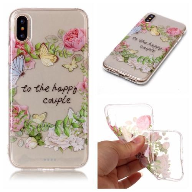 Printy átlátszó zselés tok iPhone X készülékhez - boldog - átlátszó