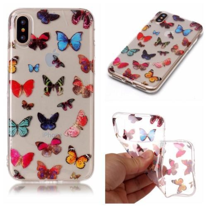 Printy átlátszó zselés tok iPhone X készülékhez - pillangó - átlátszó