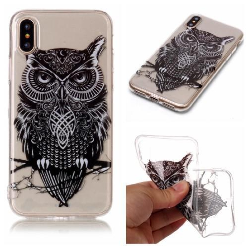 Printy átlátszó zselés tok iPhone X készülékhez - bagoly - átlátszó